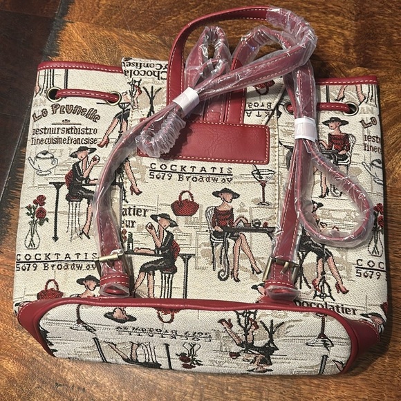 Signare Tapestry Cocktails & chocolate Design Backpack Handbag NWTs - Picture 2 of 8